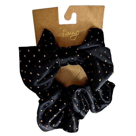 Black & Gold Scrunchie + Bow Barrette Set Berry Hair - Picture 3 of 3
